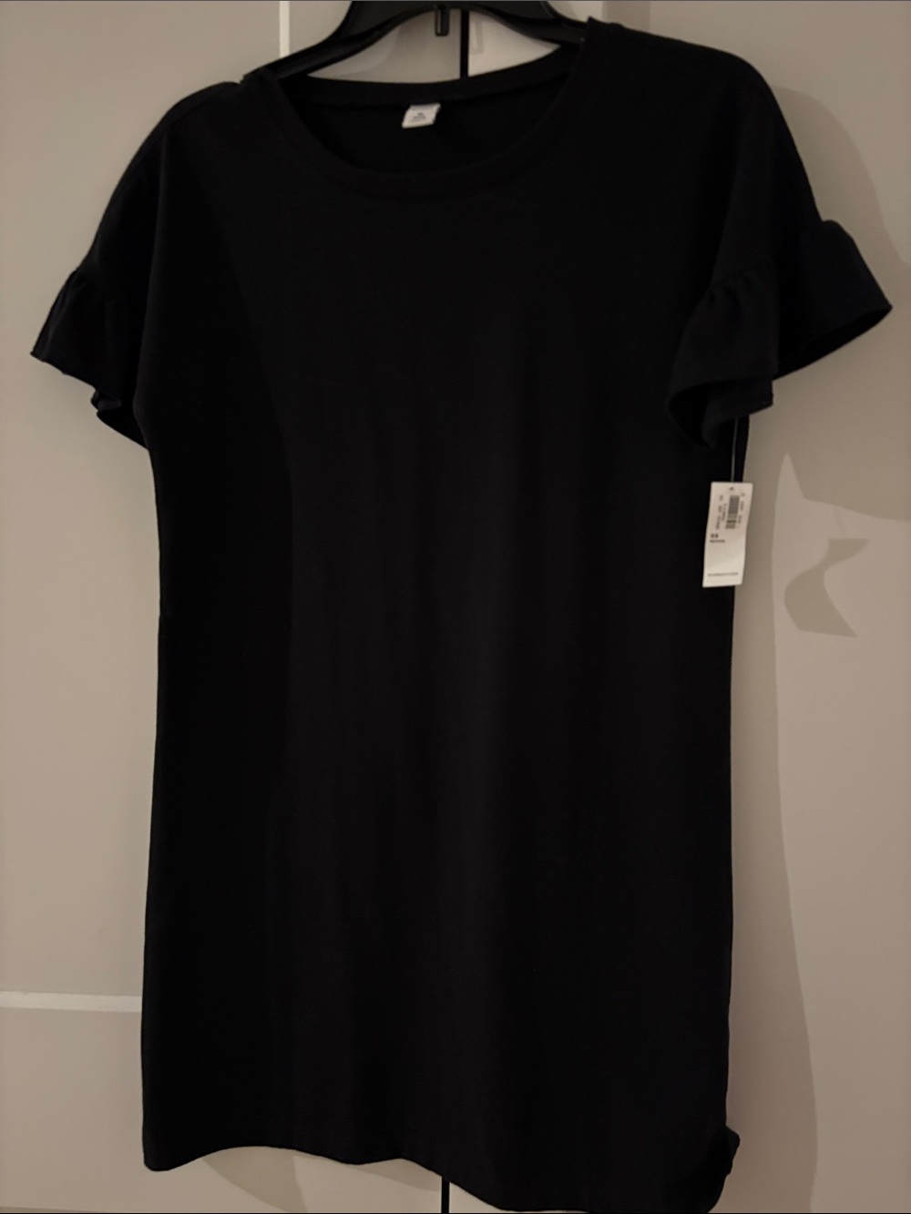 Old Navy Black Short-Sleeve Ruffle-sleeve soft Shift Dress